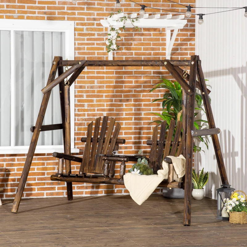 Carbonized Wood Swing Chair, 198x135x170 cm