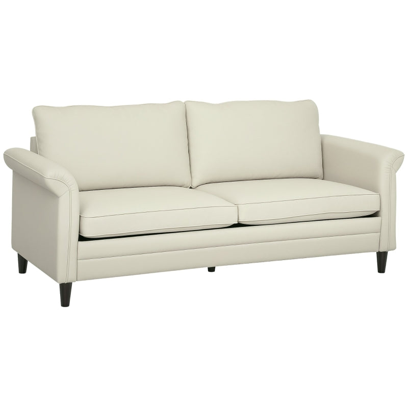 Modern 3-Seater Fabric Sofa with Spring Cushions and Rubber Wood Legs for Living Room or Bedroom
