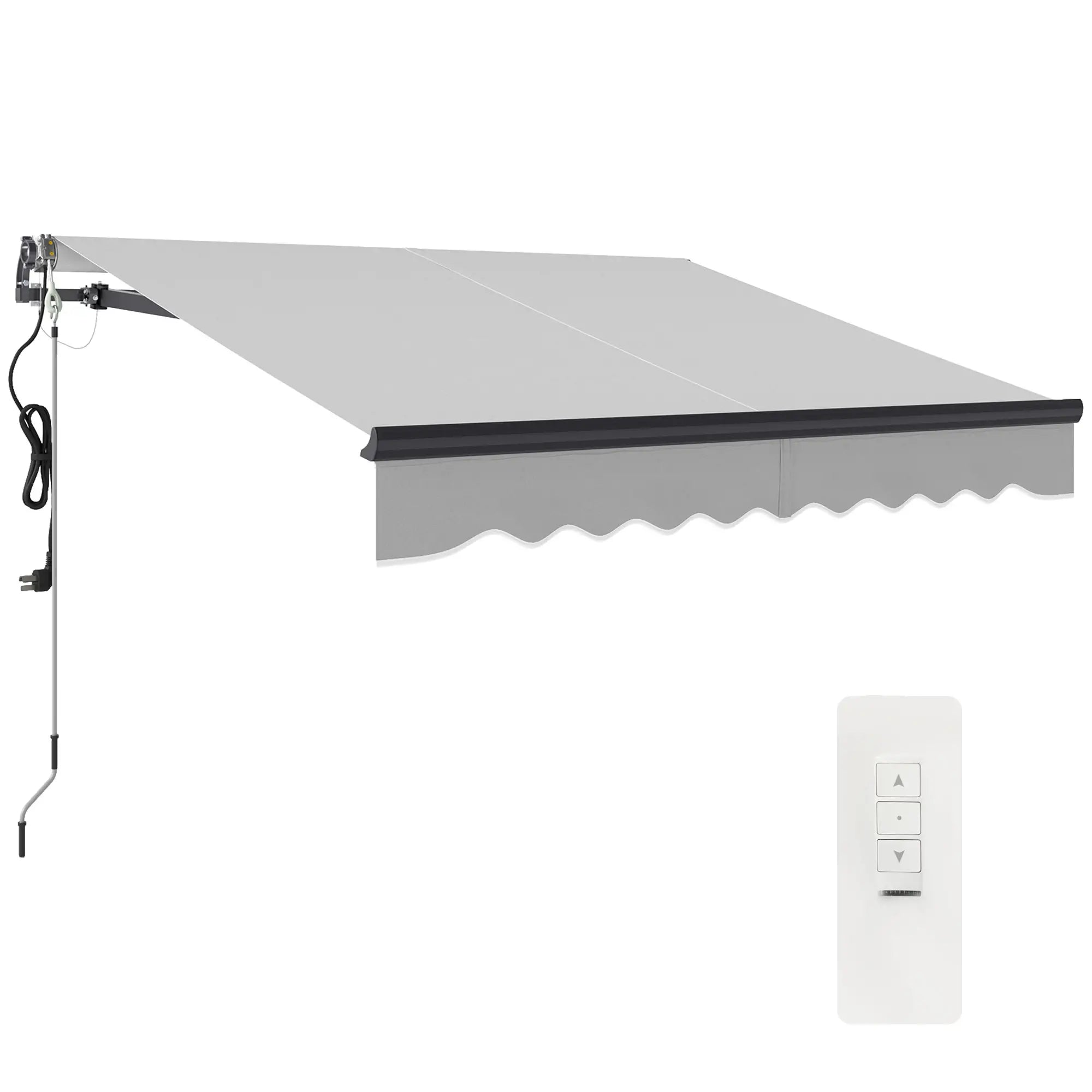 Light Coloured 2.5m x 2m Electric Awning with Remote Controller, Aluminium Frame - Fully Retractable - UV30+ Sun Shade Canopy