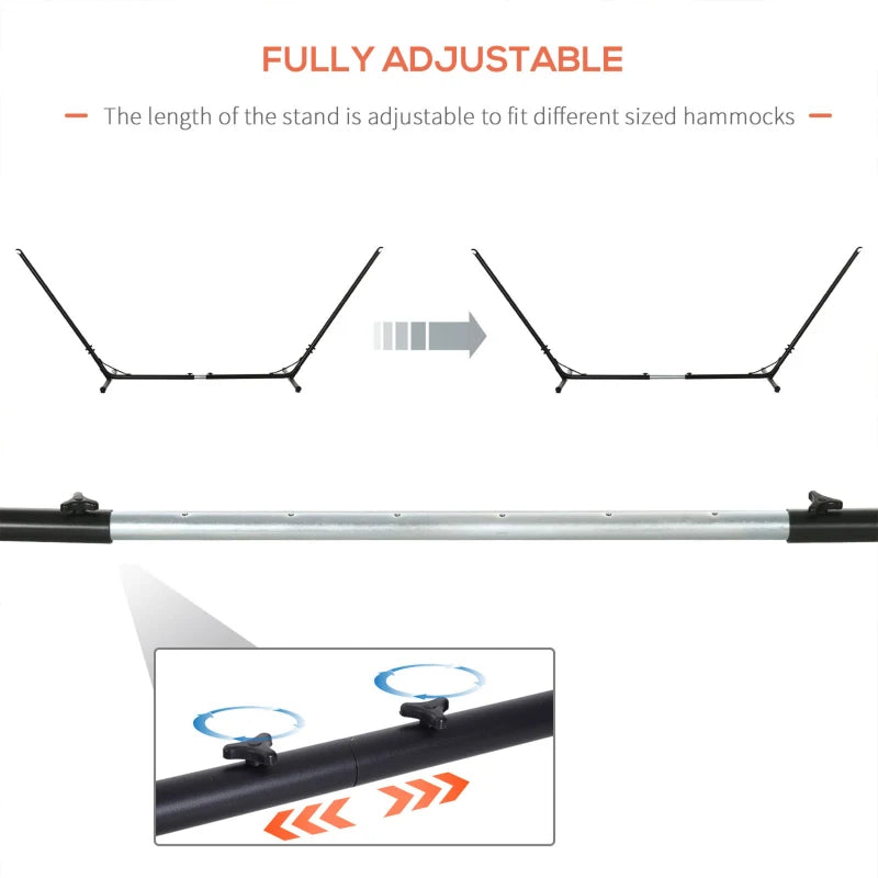 Red Striped Double Cotton Hammock with Adjustable Steel Frame