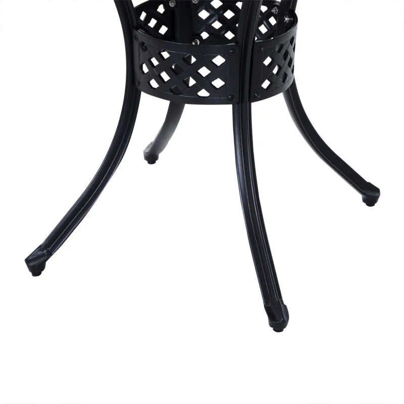 Black 85cm Round Outdoor Dining Table with Umbrella Hole