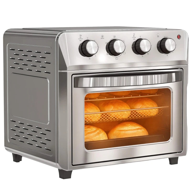 24L Air Fryer Oven - Oil-Free Cooking, Grill & Bake, Touch Screen, Adjustable Temp, Timer, 1600W, Dishwasher Safe, Silver
