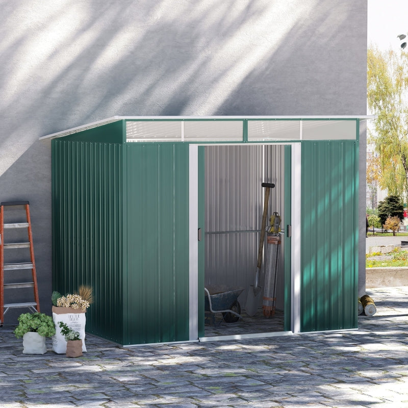 8.5 x 6ft Metal Garden Storage Shed - Green