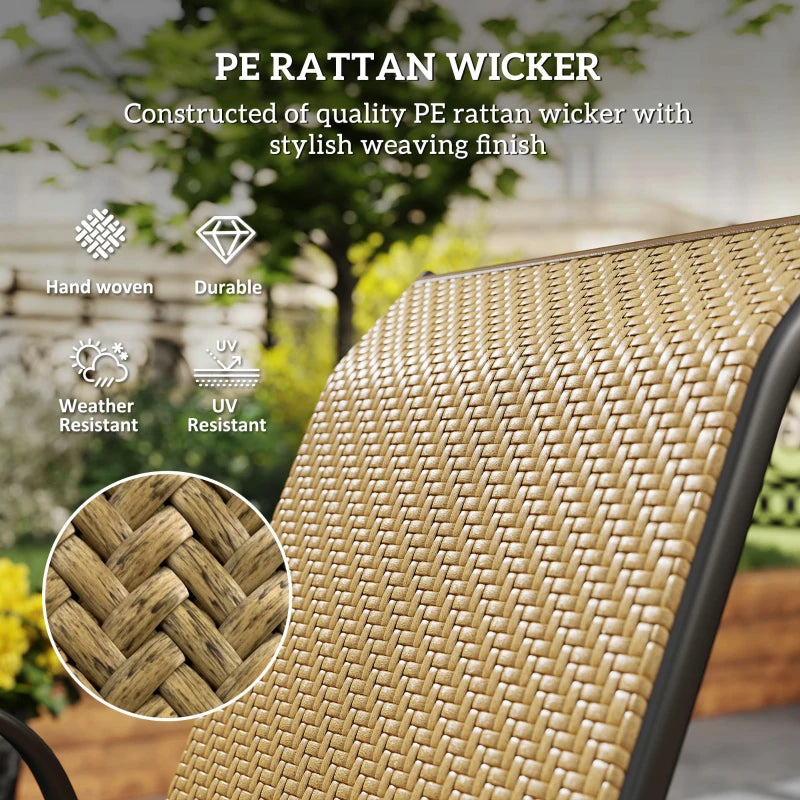 Khaki Four-Piece Stacking Rattan Garden Seat Set - Stylish Outdoor Furniture for Patio, Balcony, and Garden
