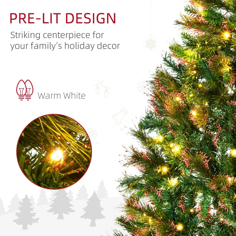 5ft Pre-Lit Artificial Christmas Tree - Warm White LED Spruce Holiday Décor with Metal Stand - Perfect Xmas Decoration