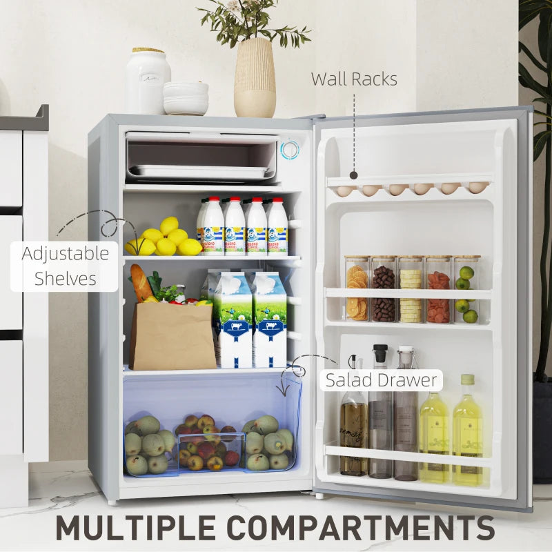 91L Freestanding Under-Counter Fridge with Lock in Grey for Home and Office