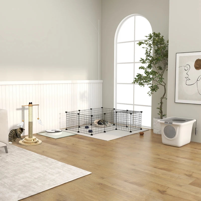DIY Metal Wire Pet Playpen - 36 Panel Indoor/Outdoor Enclosure for Rabbits & Small Animals - Black Fence