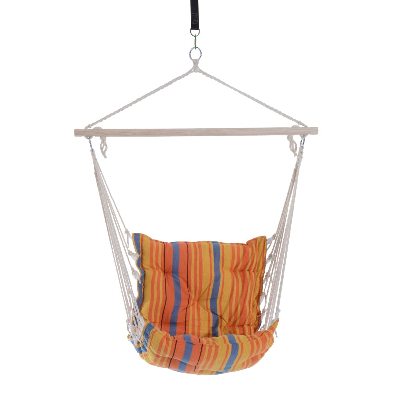 Orange Outdoor Hanging Rope Hammock Chair with Soft Padded Seat