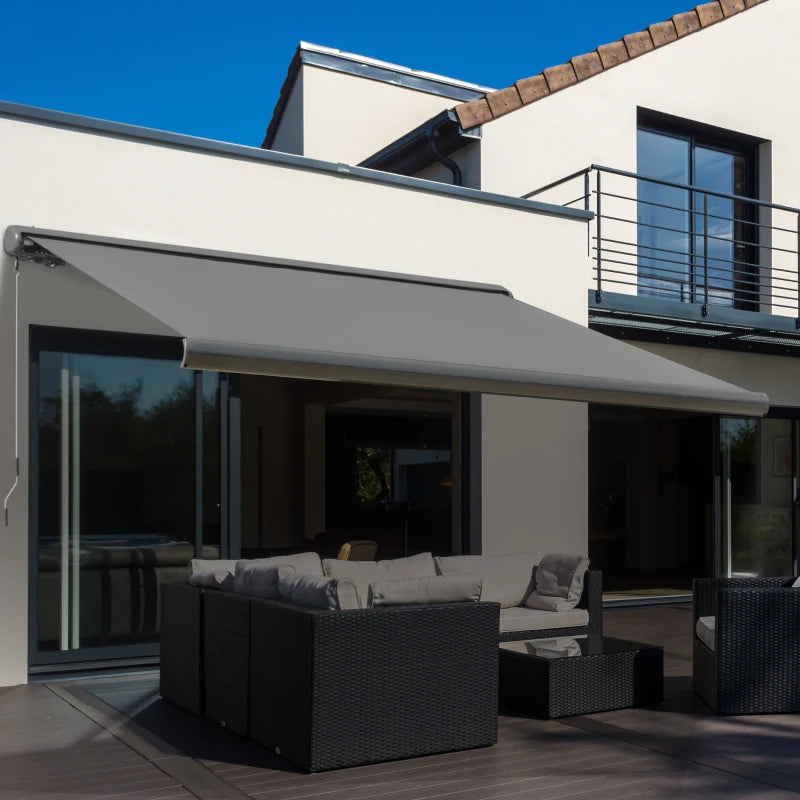 3m x 2.5m Electric  Awning With Cassette Case Dark Grey