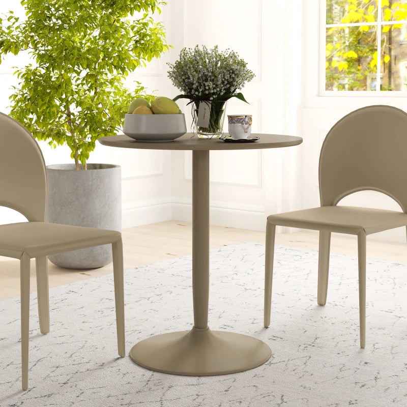 Minimalistic 75H x Φ70cm Light Brown Two-Person Dining Table - Modern Design for Small Spaces