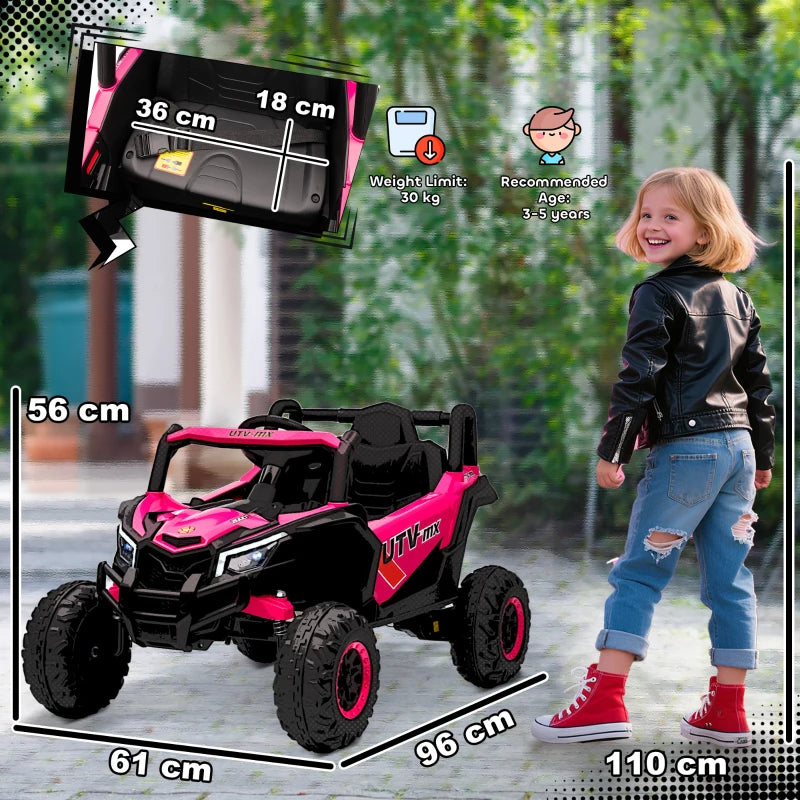 12V Kids Electric Ride On Car with Remote Control and Suspension for Ages 3-5 Pink