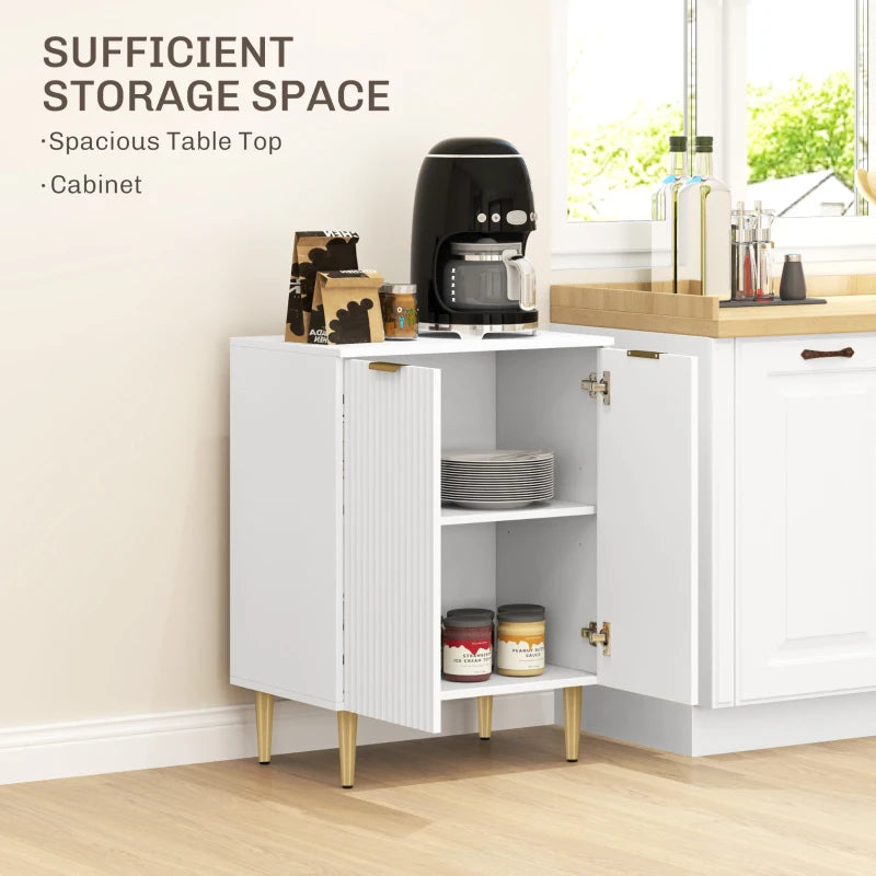 Adjustable White Shelf Sideboard - Modern Storage Cabinet with Versatile Shelves for Living Room, Dining Room, or Office