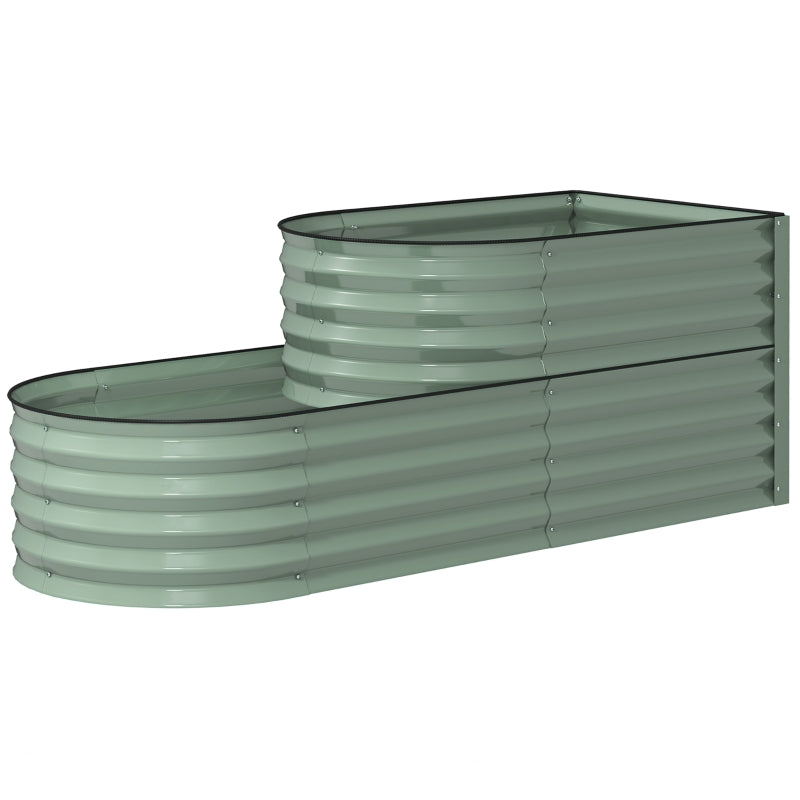 Two-Tier Galvanised Steel Garden Planter - Light Green - 100cm x 50cm