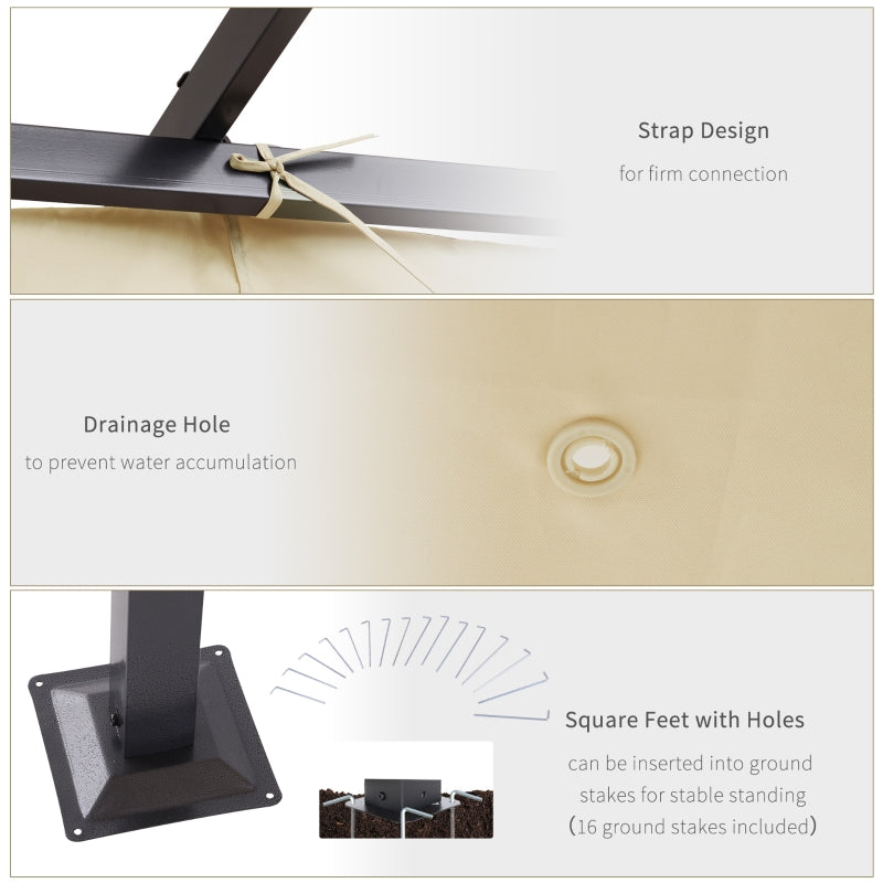 3m x 3m Beige Metal Pergola