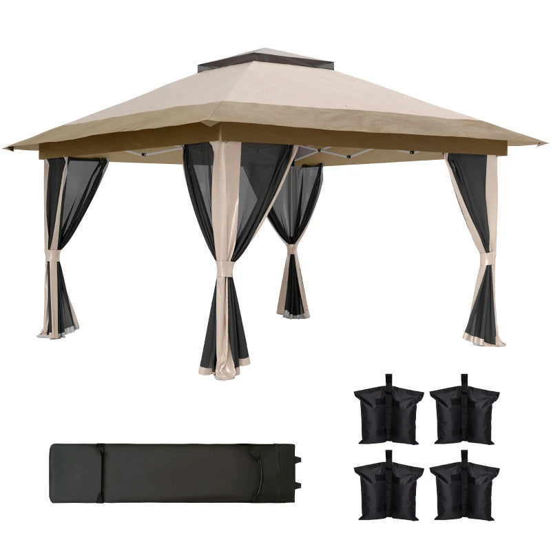 Spacious 3.6m Pop-Up Gazebo with Accessories - Beige