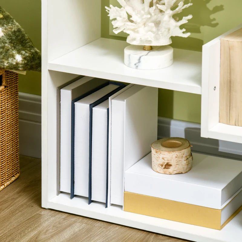 Modern 6-Tier Book Shelf with 11 Open Shelves - Freestanding White Bookcase for Home Office & Study