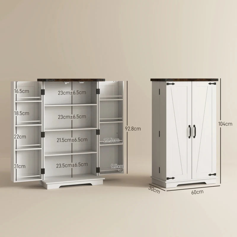 Multi-Storage Farmhouse Style White Cabinet - Rustic Storage Solution for Home, Kitchen, or Living Room