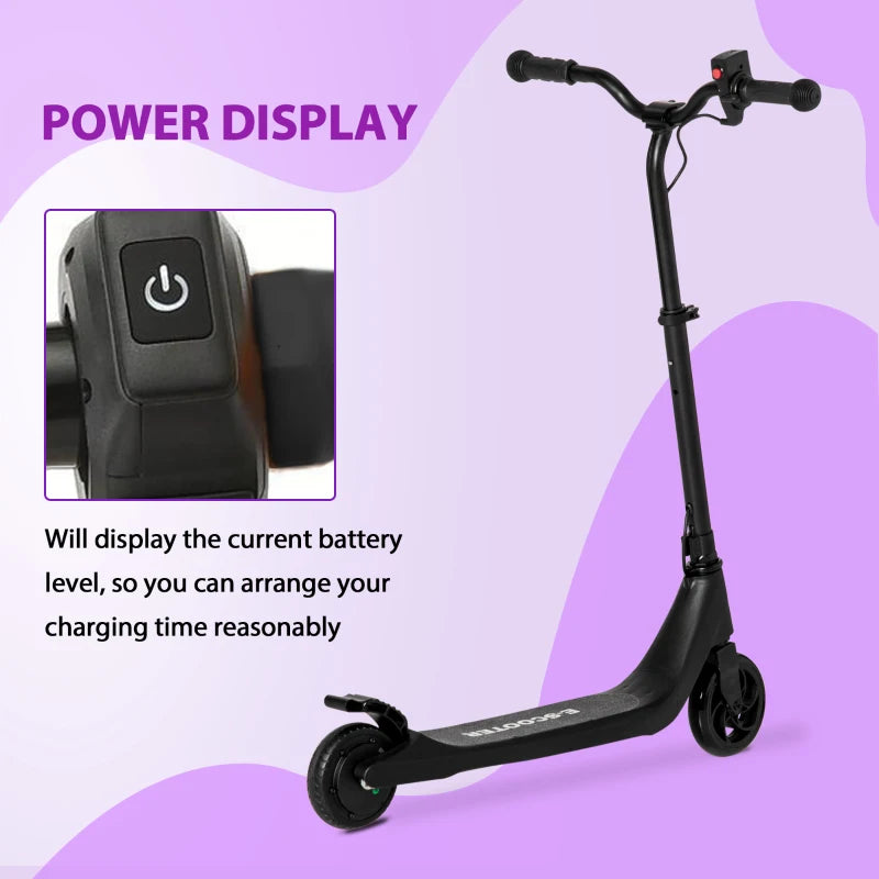 Electric Scooter for Kids, 120W Motor, Adjustable Height, Rear Brake, Safe E-Scooter for Ages 6+, Black