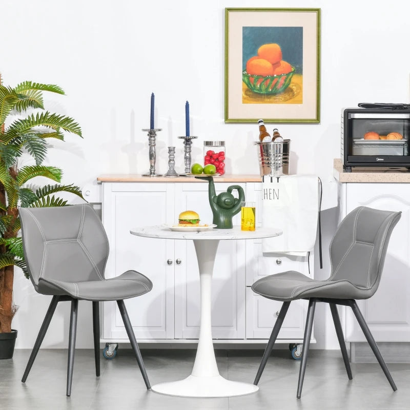 Modern Round Dining Table - White Bistro Table with Metal Base for Kitchen & Dining Room - Stylish Leisure Furniture