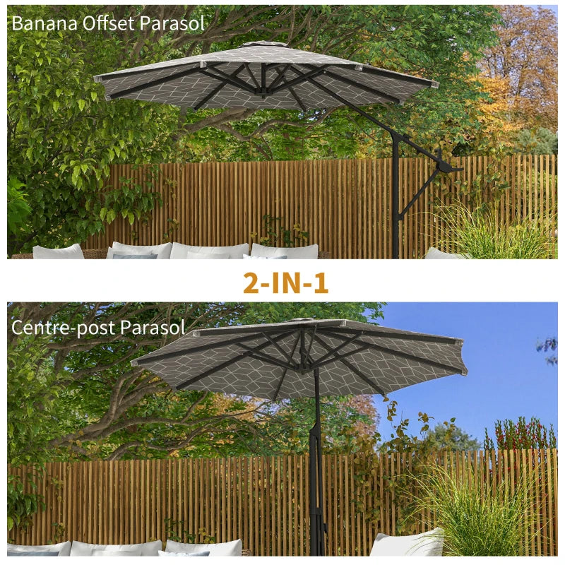 360° Rotation Black & White Cantilever Garden Parasol
