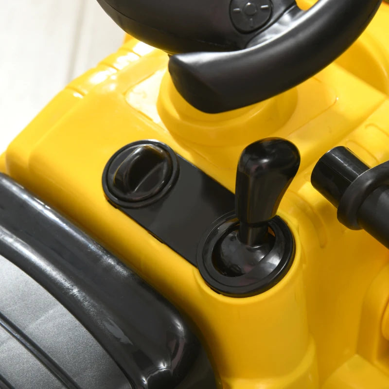 3 in 1 Ride On Toy Bulldozer for Toddlers Digger Excavator Scooter Storage Cart