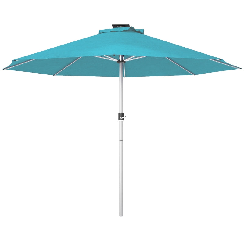 Blue 3m Solar LED Patio Umbrella
