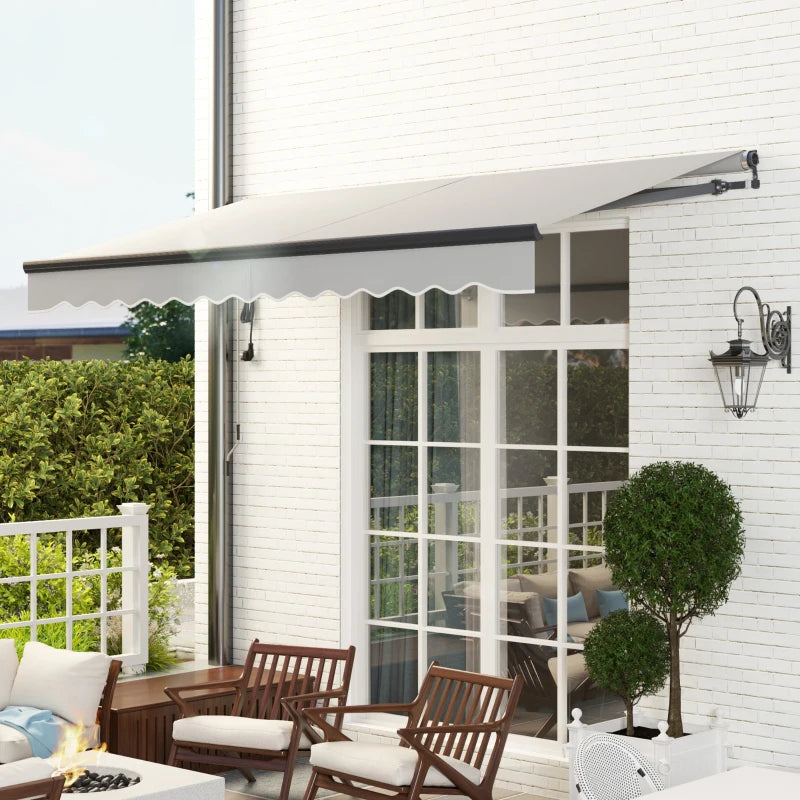 3.5m x 3m Light Grey Electric Retractable Awning with Remote Control & Aluminium Frame – UPF30+ Sun Shade for Patio, Garden, Deck, Door or Window
