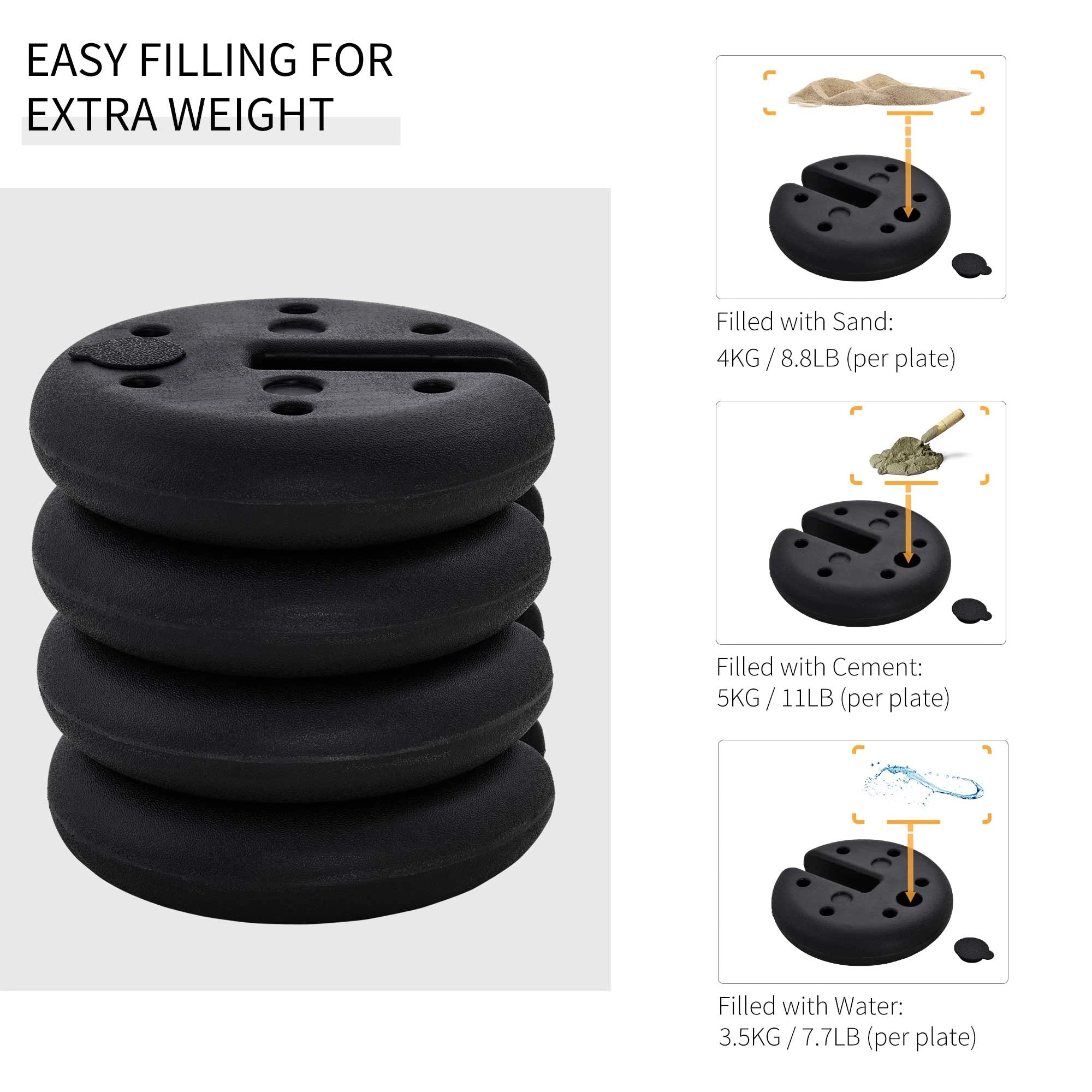 Set of 4 Gazebo Leg Weights - Sand Fillable