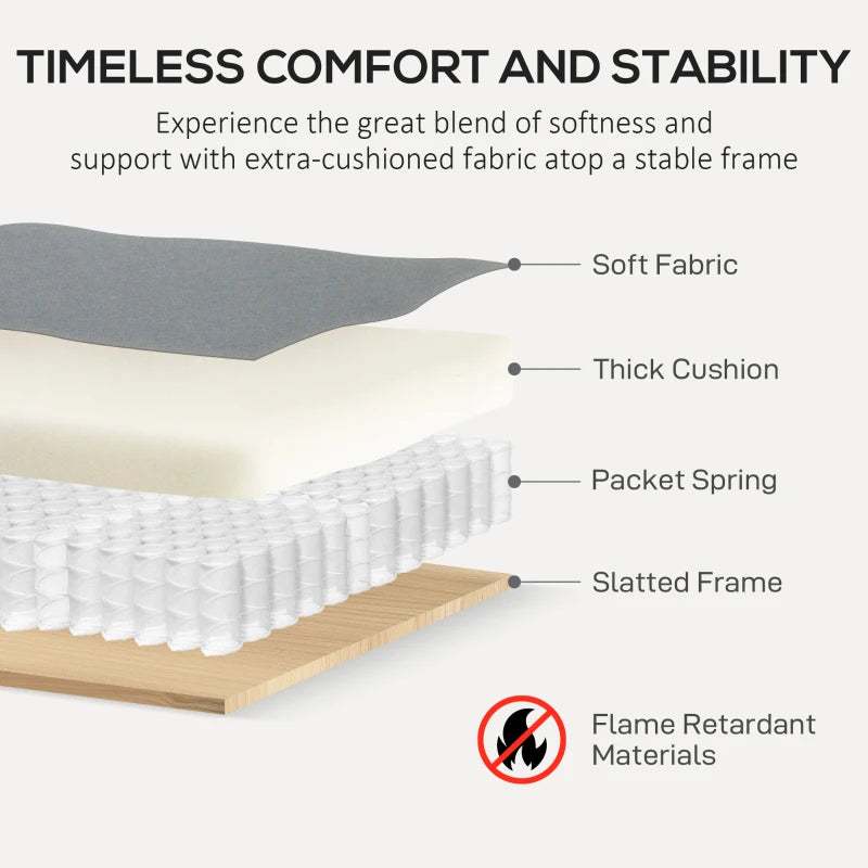 Modern 3-Seater Fabric Sofa with Spring Cushions and Rubber Wood Legs for Living Room or Bedroom