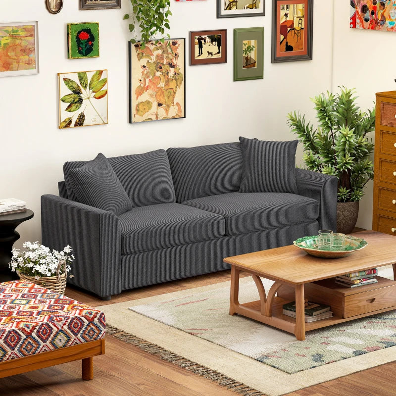 Modern 3-Seater Fabric Sofa with Spring Cushions and Scatter Cushions for Living Room or Home Office, Grey