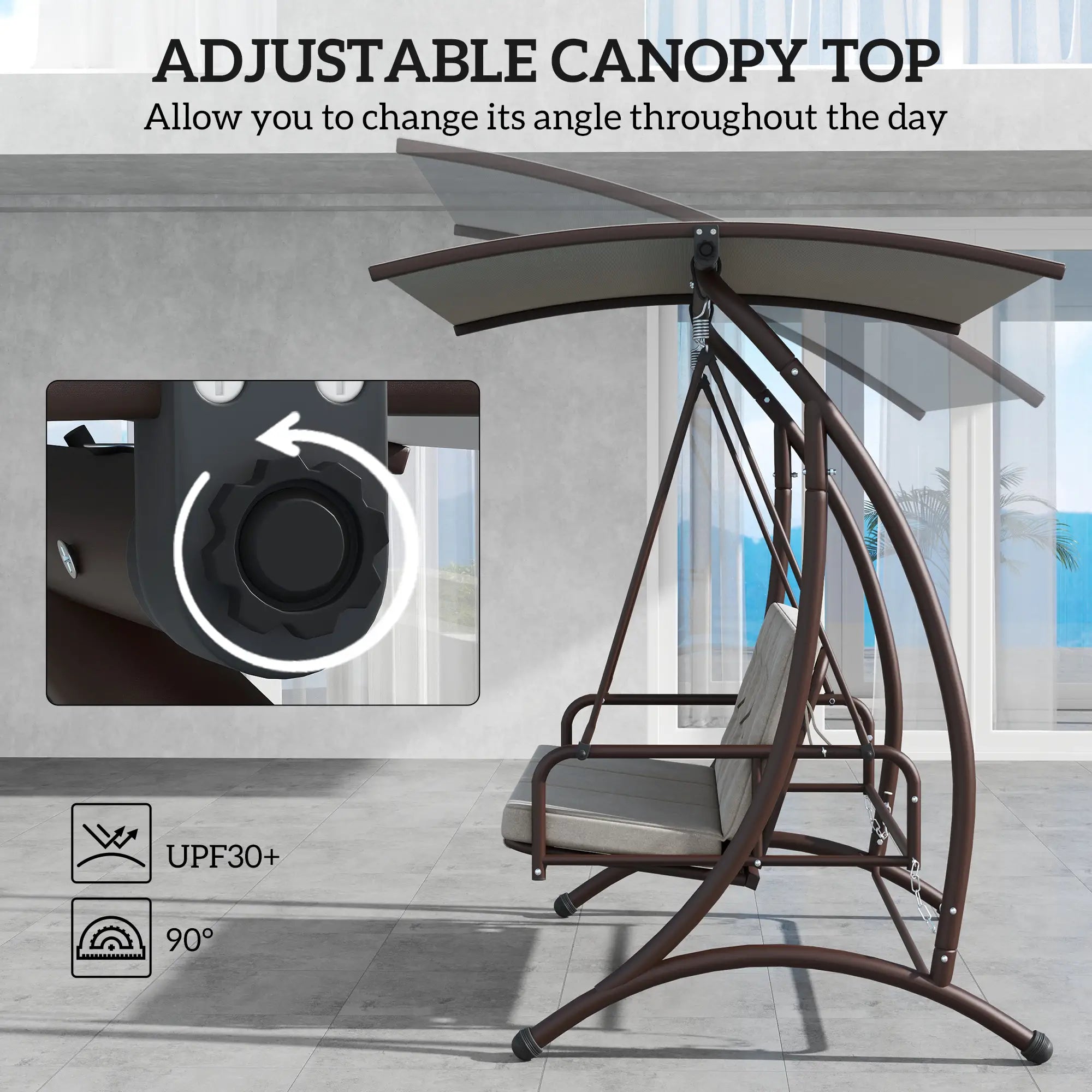 Grey Convertible Three-Seater Swing Bed & Chair