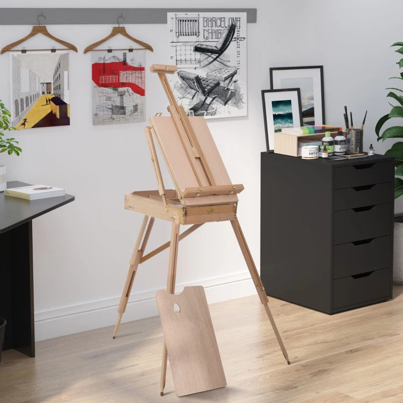 Portable Wooden Art Easel Tripod - Lightweight Folding Sketch Board for Artists & Painters - Natural Wood Craft Supplies