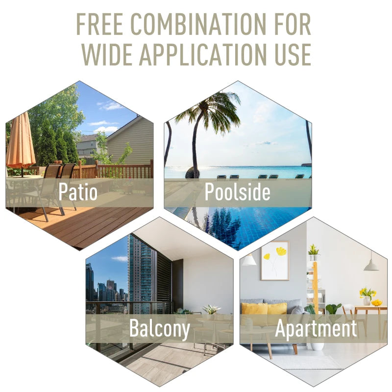 Beige Folding Metal Frame Outdoor Dining Chairs Set of 4