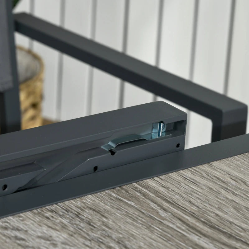 Grey Extendable Outdoor Dining Table for 6, Aluminium Frame, Rectangular Patio Table, 80/160L x 80W x 75H cm