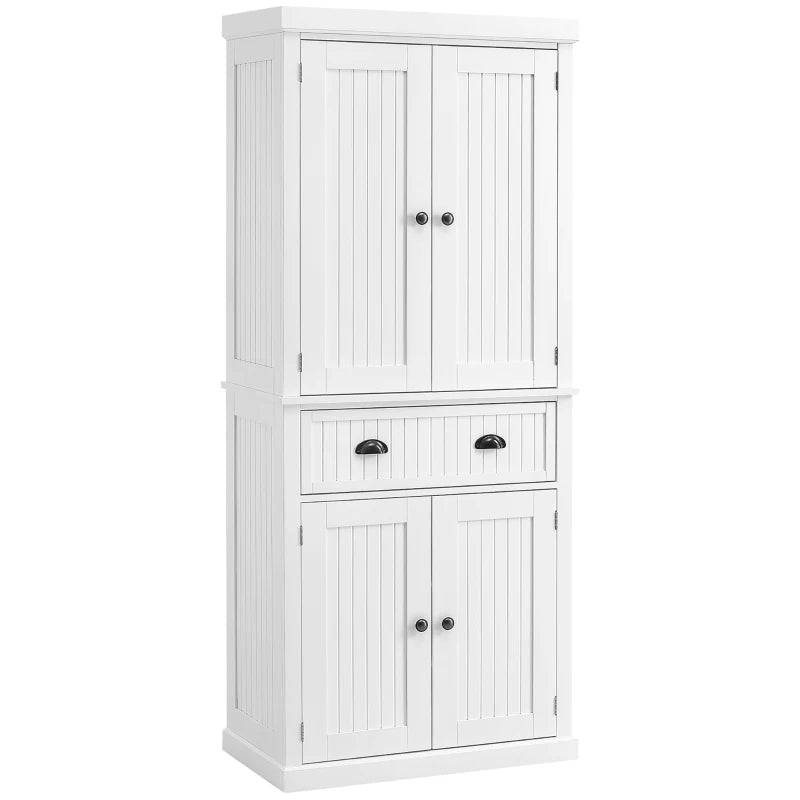 Stylish White Kitchen Storage Cabinet with Drawer & Adjustable Shelves - Perfect for Organizing Your Kitchen Essentials