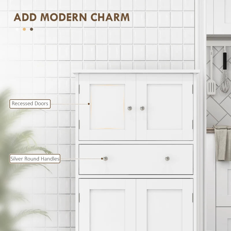 Multi-Storage Freestanding Kitchen Cabinet - Elegant White Design for Organized Kitchen Storage & Space Saving Solutions