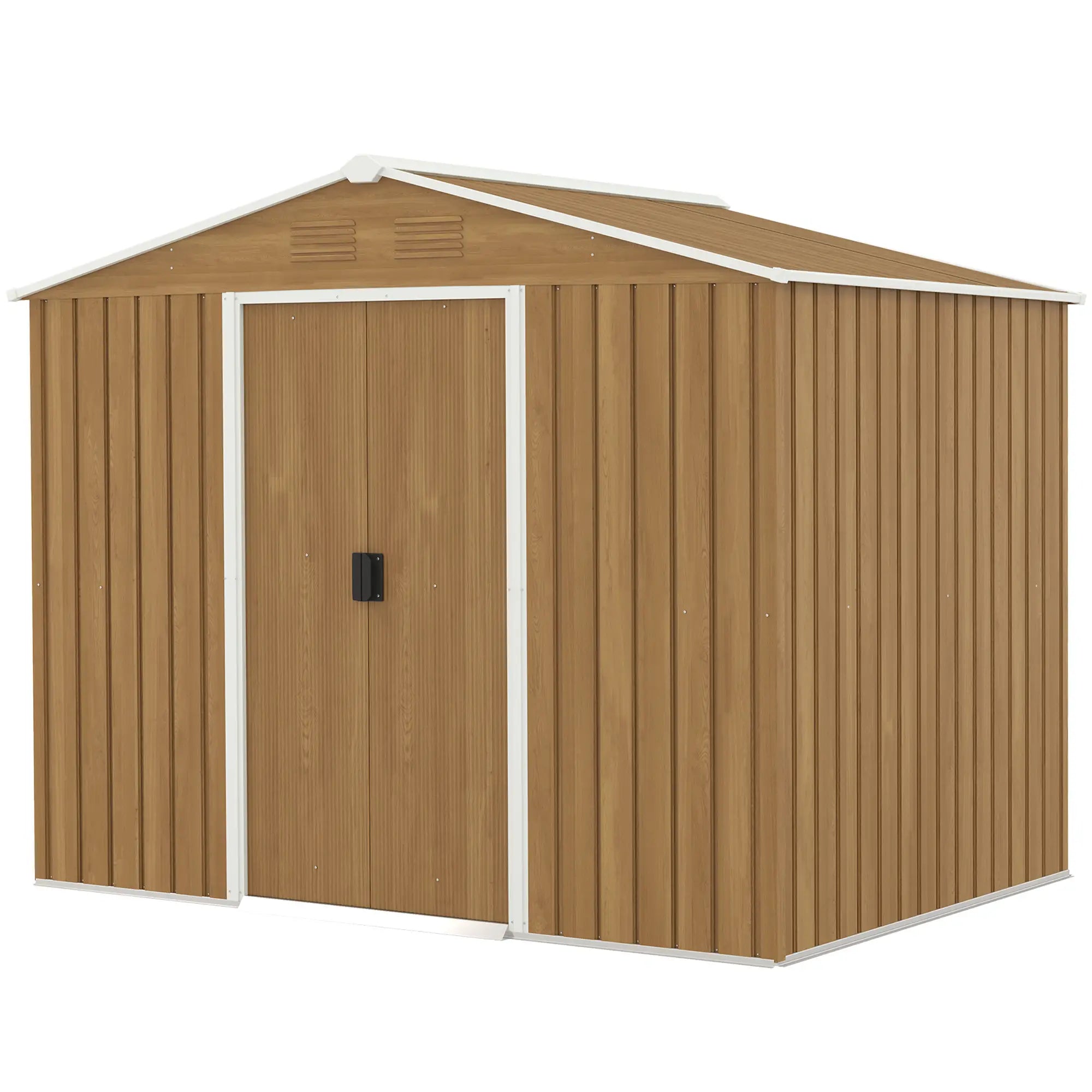 8ft x 6ft Golden Shed With Sliding Doors (Wood Effect)