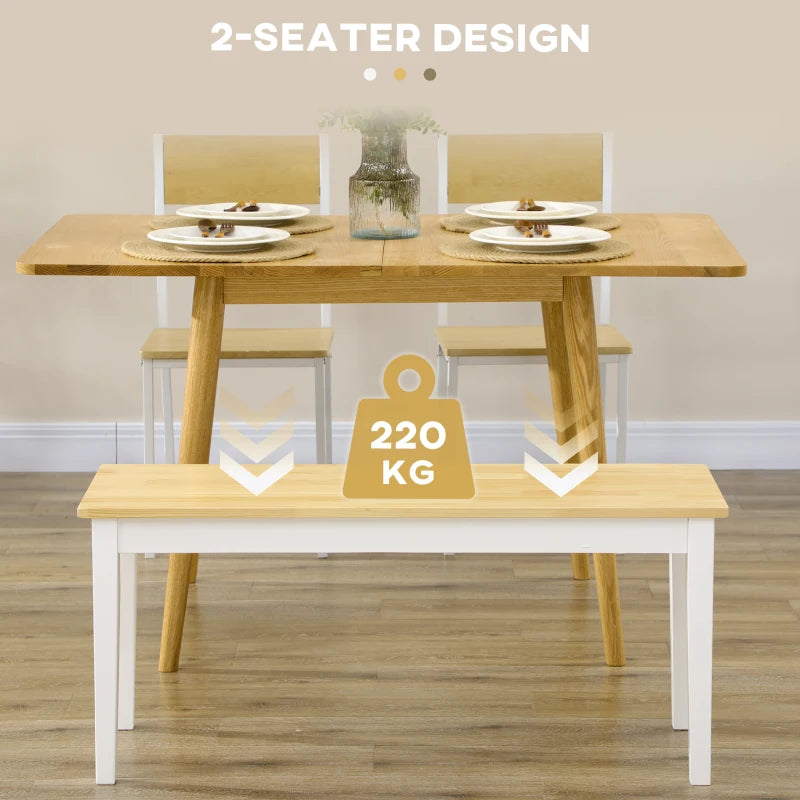 102 cm Wooden Dining Bench for 2 - Stylish White Kitchen & Dining Room Seating, Perfect for Entryway