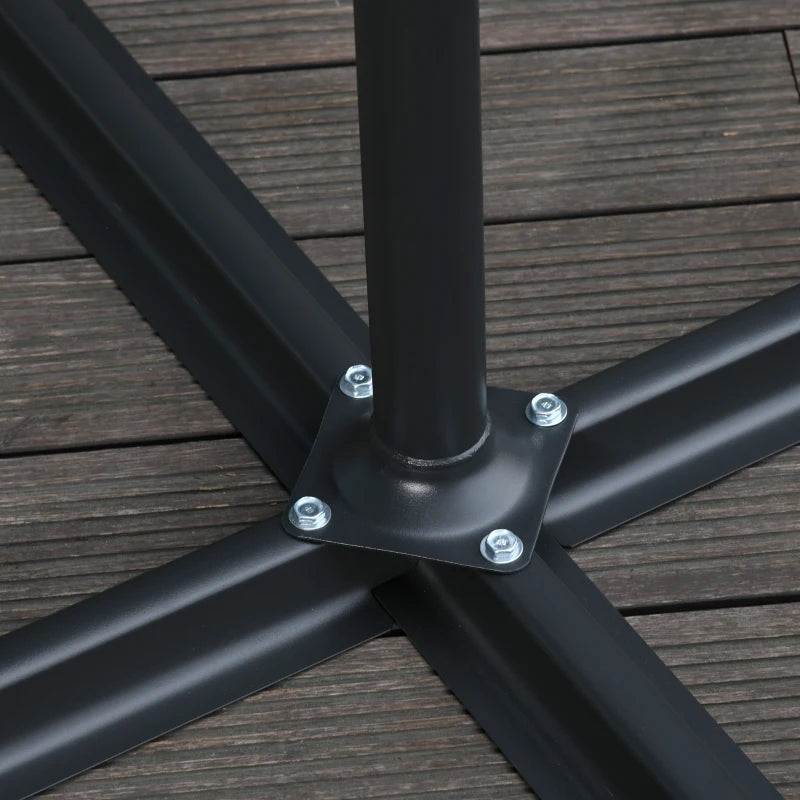 Black 2.45m Overhanging Cantilever Parasol with Cross Base