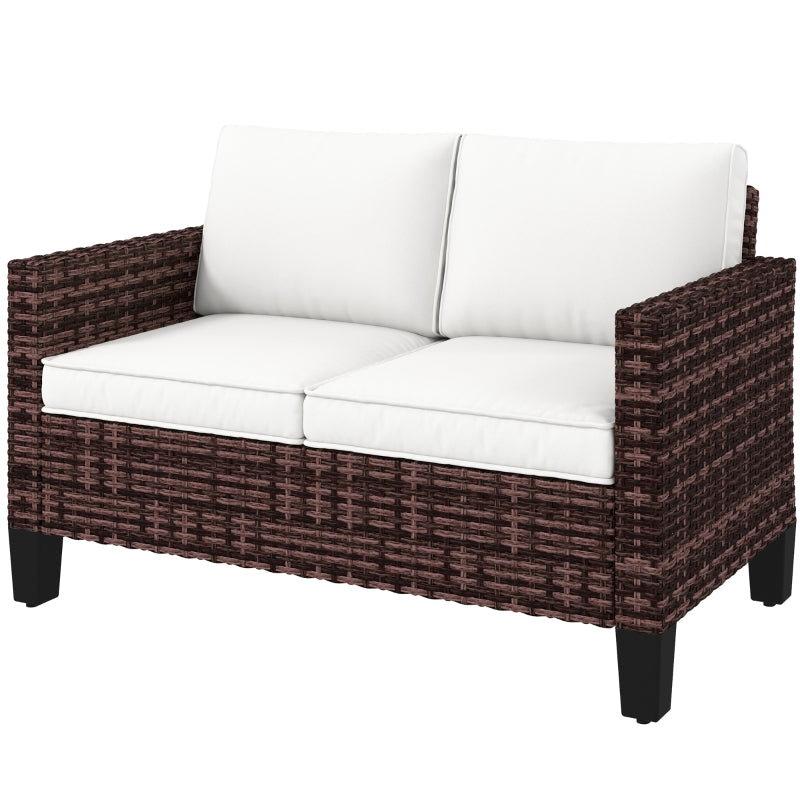 Brown Two-Seater Rattan Outdoor Sofa - Stylish and Comfortable Garden Furniture