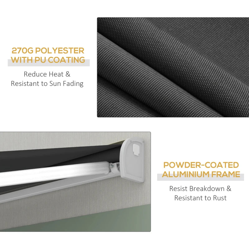 Grey 2.5m x 3m Electric Cassette Awning With Manual Handle & Remote Controller
