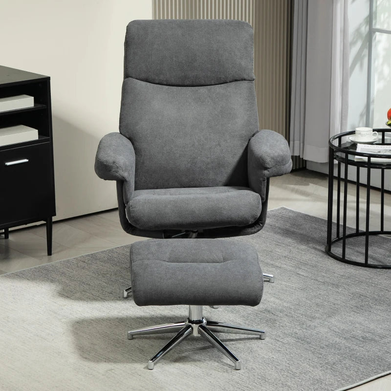 Velvet Recliner Chair with Ottoman in Dark Grey - Comfortable and Stylish Seating Solution