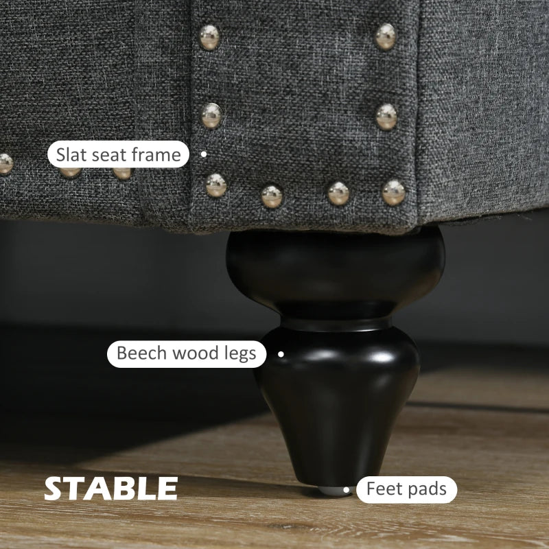 Mid-Century Two-Seater Sofa with Pocket Springs in Charcoal Grey - Stylish and Comfortable Seating