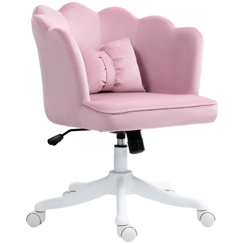 Velvet-Feel Pink Petal Back Office Chair - Stylish Ergonomic Design for Home & Office - Comfortable Seating Solution