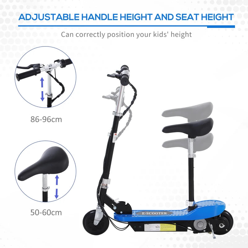 Foldable Electric Scooter for Kids - 12V 120W, Safe Brake & Kickstand, Stylish Blue Design