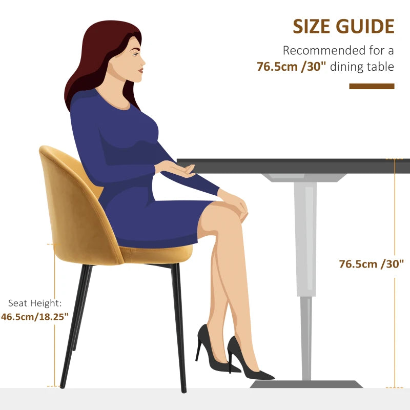 Contemporary Yellow Dining Chairs Set of 2 - Soft Fabric Seat & Back for Office, Kitchen, Living Room