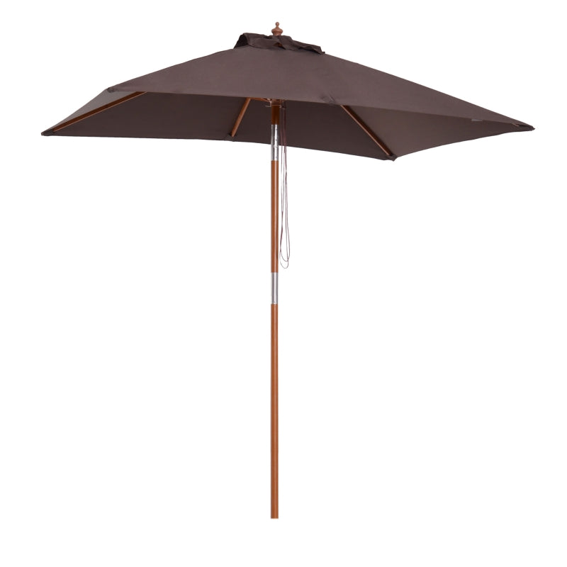 2m x 1.5m Coffee Garden Parasol Umbrella with Tilting Sunshade Canopy
