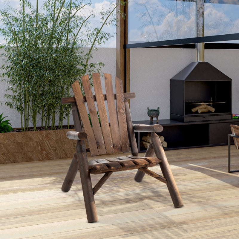 Carbonized Wood Outdoor Adirondack Lounge Chair