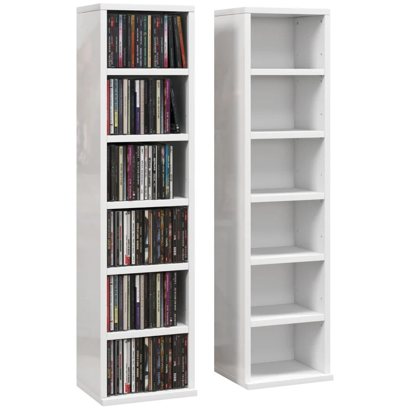 Set of 2 High Gloss White CD Storage Units - Stylish and Modern Organizer for 102 CDs - Perfect for Home Decor