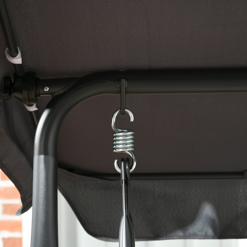 3 Seater Rattan Garden Swing Chair with Adjustable Canopy - Steel Frame